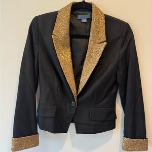 Lil by Anthropologie Black and Gold Sequin Women's Blazer Size 6
